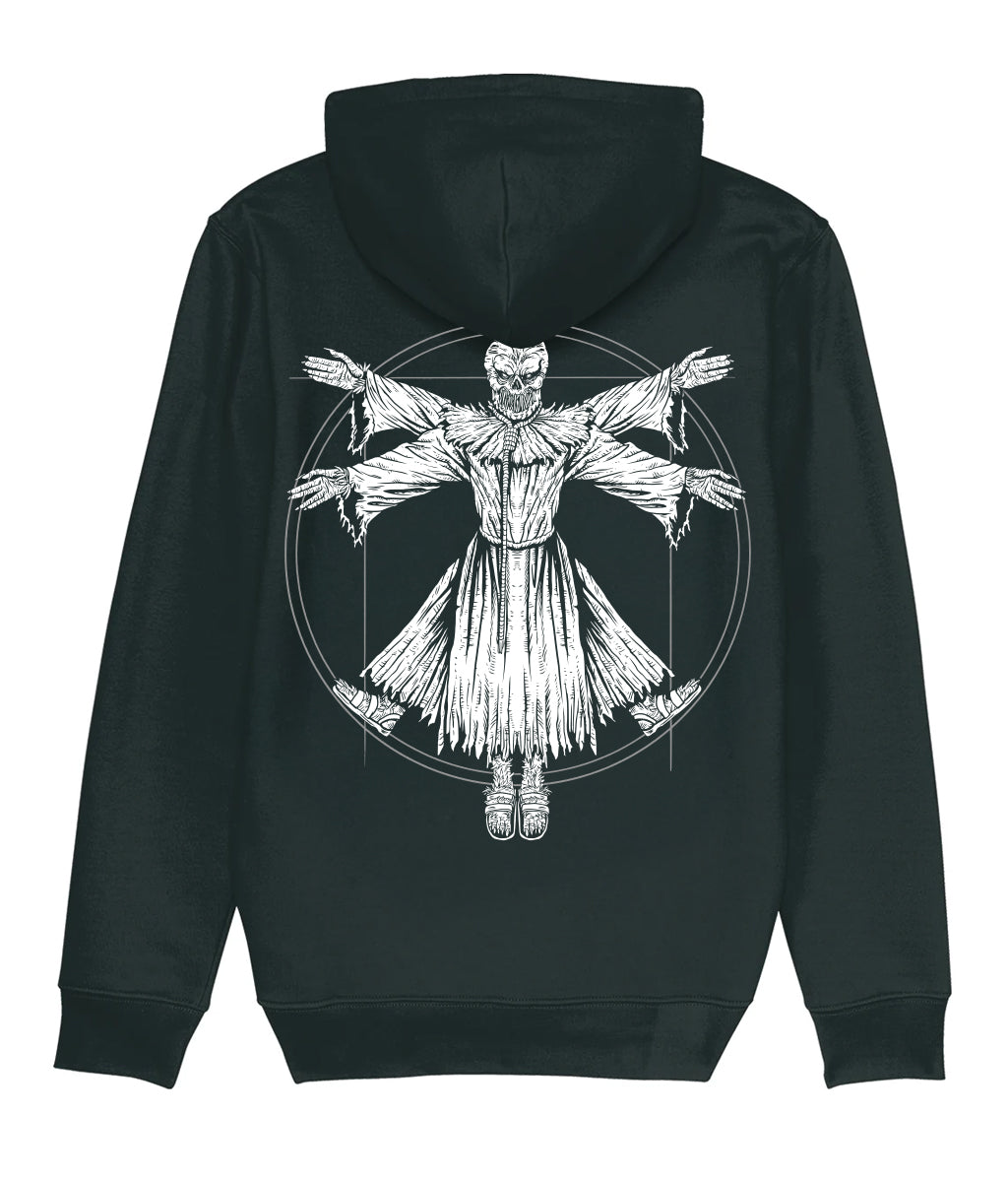 SACKHEAD DAVINCI B&W - BLACK ZIP UP HOODIE